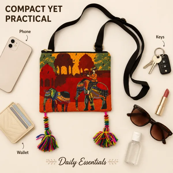 Printed_Sling_Bag_for_Women_|_Traditional_Elephant_Folk_Art_Design_with_Tassels_|_Adjustable_Crossbody_Bag_with_Back_Zip_Pocket