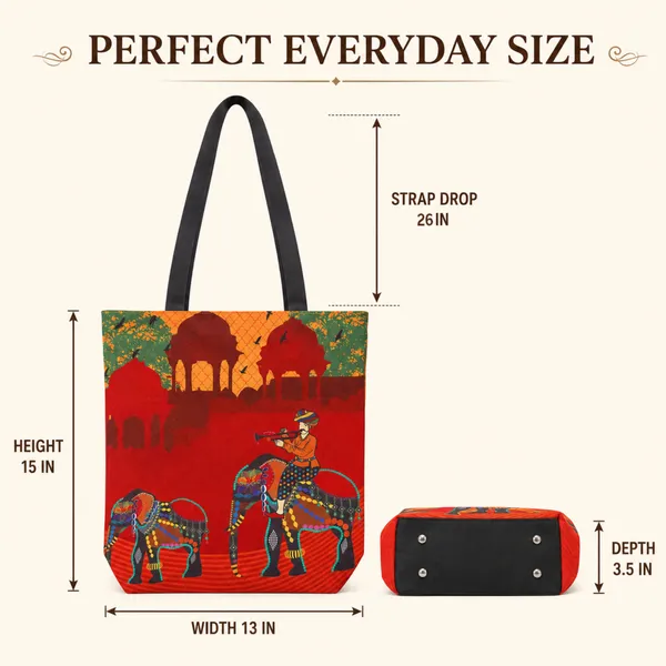Printed_Tote_Bag_for_Women_|_Traditional_Elephant_Folk_Art_Design_|_Lightweight_Shoulder_Carry_Bag_for_Daily_Use