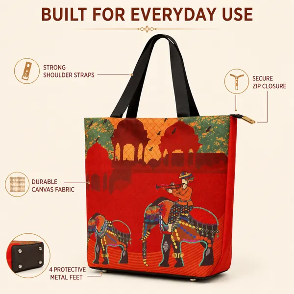 Printed_Tote_Bag_for_Women_|_Traditional_Elephant_Folk_Art_Design_|_Lightweight_Shoulder_Carry_Bag_for_Daily_Use