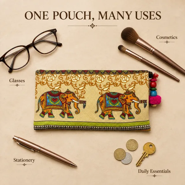 Printed_Zipper_Pouch_for_Women_|_Traditional_Elephant_Ethnic_Design_|_Cash,_Cards,_Keys_&_Small_Essentials_Organizer_with_Decorative_Charm