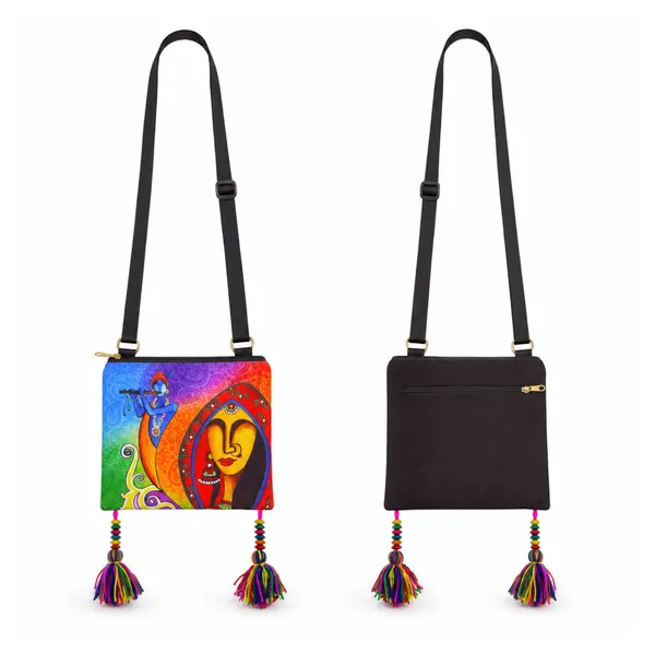 Radha_Krishna_Printed_Sling_Bag_for_Women_|_Devotional_Artistic_Design_with_Colorful_Tassels