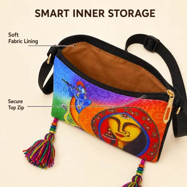 Radha_Krishna_Printed_Sling_Bag_for_Women_|_Devotional_Artistic_Design_with_Colorful_Tassels