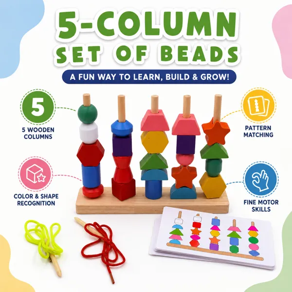 5_Column_Wooden_Bead_Pattern_Matching_Set