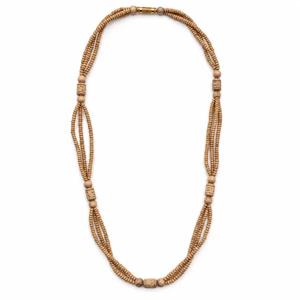 Three-Strand_Tulsi_Beads_Kanthi_Mala_with_Carved_Wooden_Accent_Beads_|_Traditional_Devotional_Necklace
