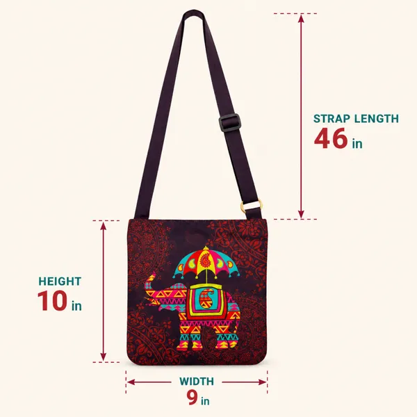 Traditional_Elephant_Printed_Sling_Bag_for_Women_|_Lightweight_Crossbody_Shoulder_Bag_with_Adjustable_Strap_&_Quick-Access_Back_Pocket