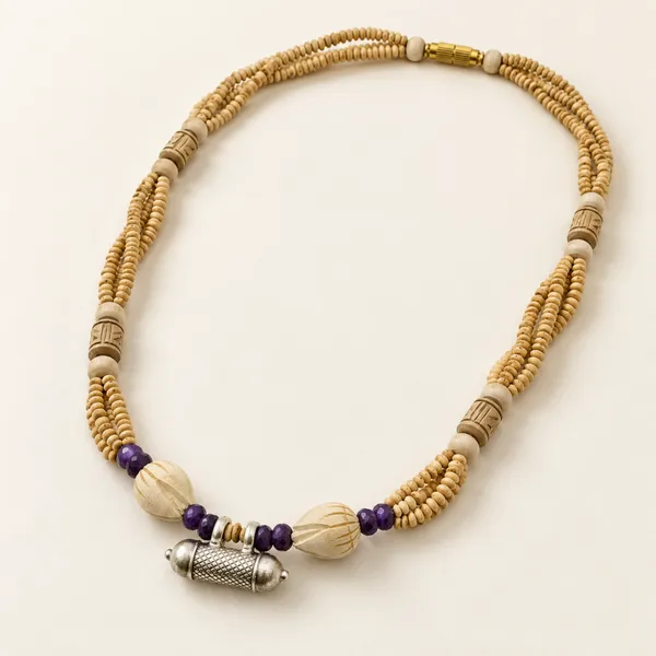 Tulsi_Beads_Four-Layer_Necklace_with_Purple_Accent_Beads_and_Silver-Tone_Mantra_Pendant_|_Handcrafted_Devotional_Mala