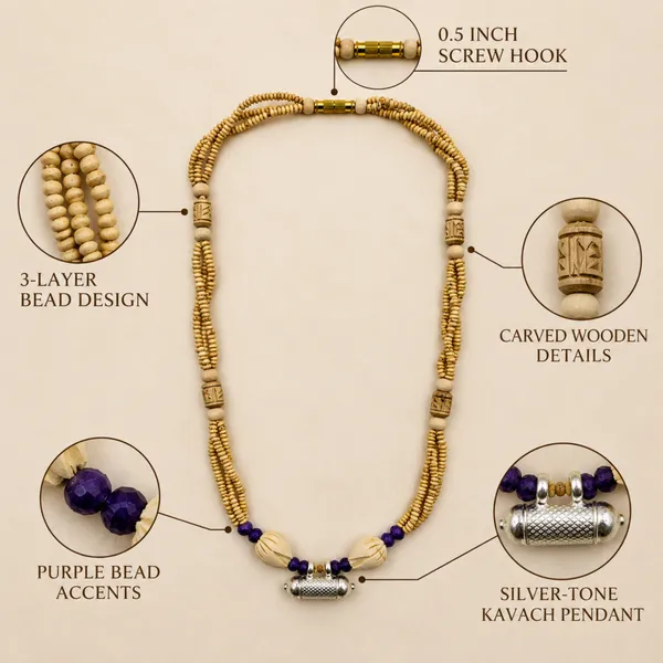 Tulsi_Beads_Four-Layer_Necklace_with_Purple_Accent_Beads_and_Silver-Tone_Mantra_Pendant_|_Handcrafted_Devotional_Mala