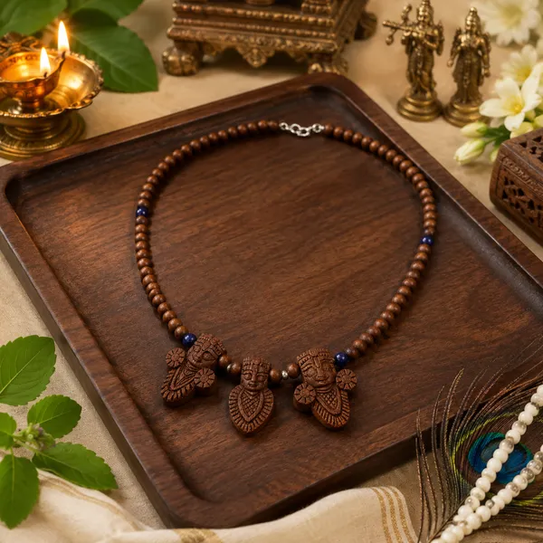 Wooden_Jagannath_Balabhadra_Subhadra_Beaded_Necklace_|_Handcrafted_Devotional_Mala_with_Carved_Pendants_|_17.5-Inch_Spiritual_Jewellery