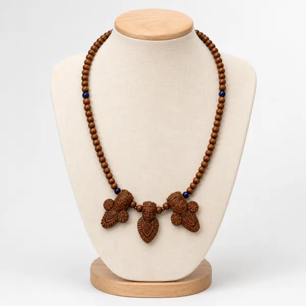 Wooden_Jagannath_Balabhadra_Subhadra_Beaded_Necklace_|_Handcrafted_Devotional_Mala_with_Carved_Pendants_|_17.5-Inch_Spiritual_Jewellery