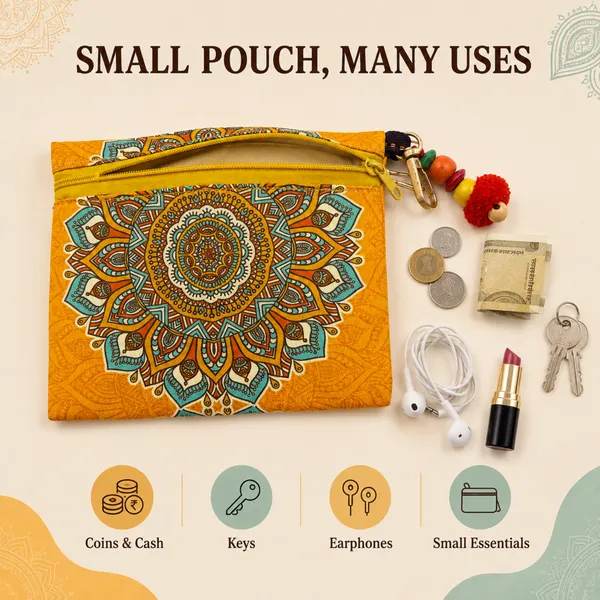 Yellow_Mandala_Printed_Utility_Pouch_for_Women_|_Compact_Zipper_Pouch_for_Cash,_Keys_&_Daily_Essentials