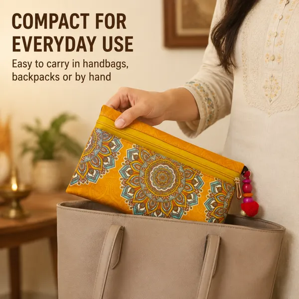 Yellow_Mandala_Printed_Zipper_Pouch_for_Women_|_Multipurpose_Cash,_Cards,_Keys_&_Daily_Essentials_Organizer_|_Decorative_Charm