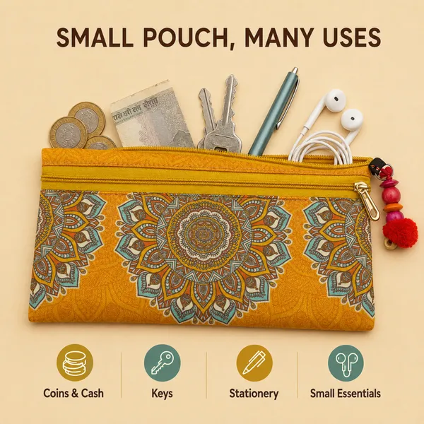 Yellow_Mandala_Printed_Zipper_Pouch_for_Women_|_Multipurpose_Cash,_Cards,_Keys_&_Daily_Essentials_Organizer_|_Decorative_Charm