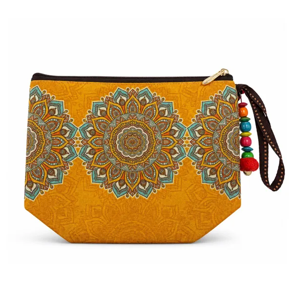Yellow_Mandala_Printed_Zipper_Pouch_for_Women_|_Multipurpose_Cosmetic_&_Daily_Use_Organizer_|_Stylish_Utility_Pouch