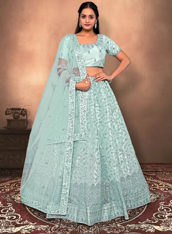 New_Semi_Stitiched_Netted_Lehenga_Choli