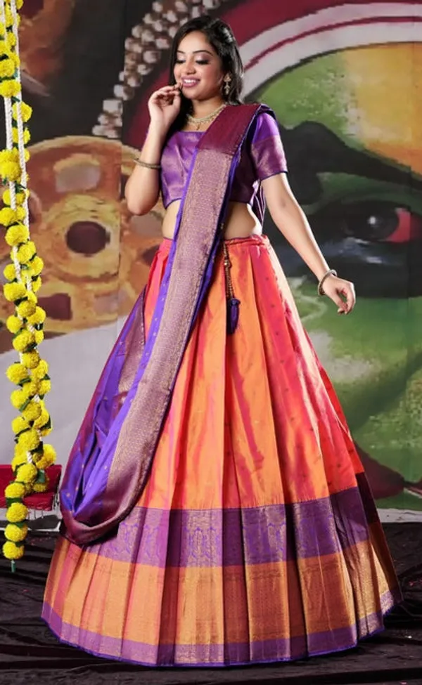 New_Semi_Stitiched_Banarasi_Lehenga_Choli
