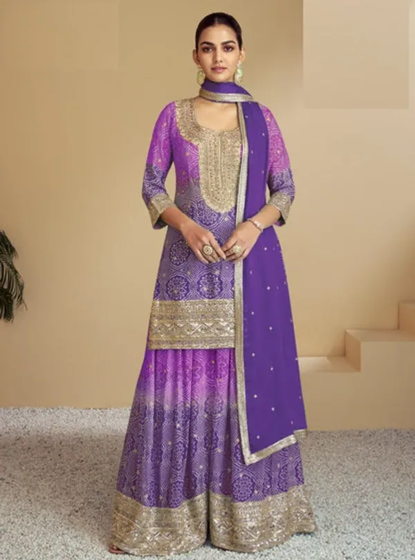 Latest_Semi_Stitched_Sharara_Suit_Top_Bottom_And_Duppatta