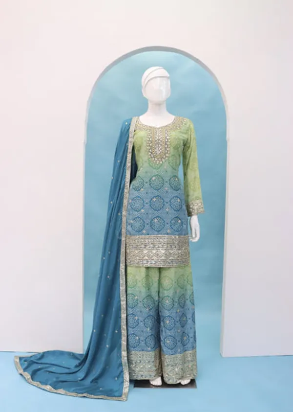 Latest_Semi_Stitched_Sharara_Suit_Top_Bottom_And_Duppatta