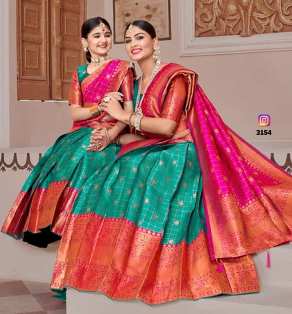 Readymade_Art_Silk_Lehenga_With_Silk_Duppatta_Mother_And_Daughter
