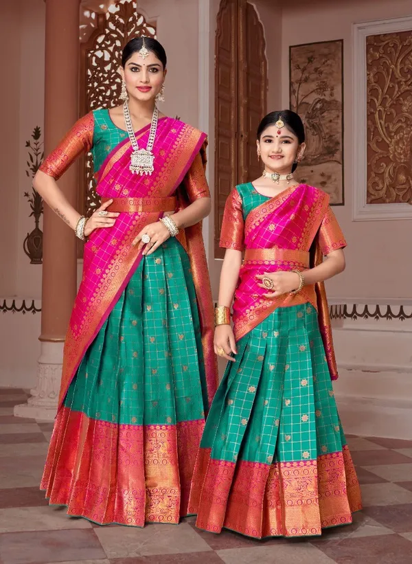 Readymade_Art_Silk_Lehenga_With_Silk_Duppatta_Mother_And_Daughter