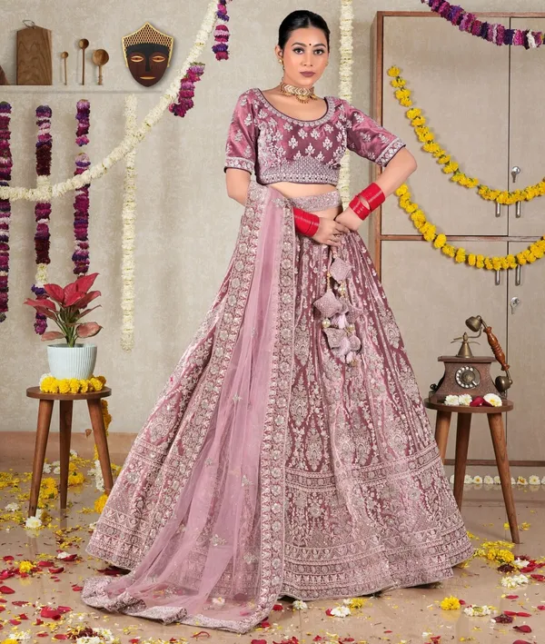 New_Semi_Stitiched_Velvet_Bridal_Lehenga_Choli