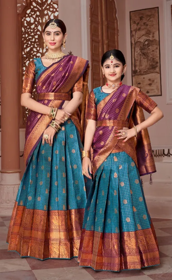 Readymade_Art_Silk_Lehenga_With_Silk_Duppatta_Mother_And_Daughter