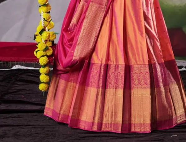 New_Semi_Stitiched_Banarasi_Lehenga_Choli