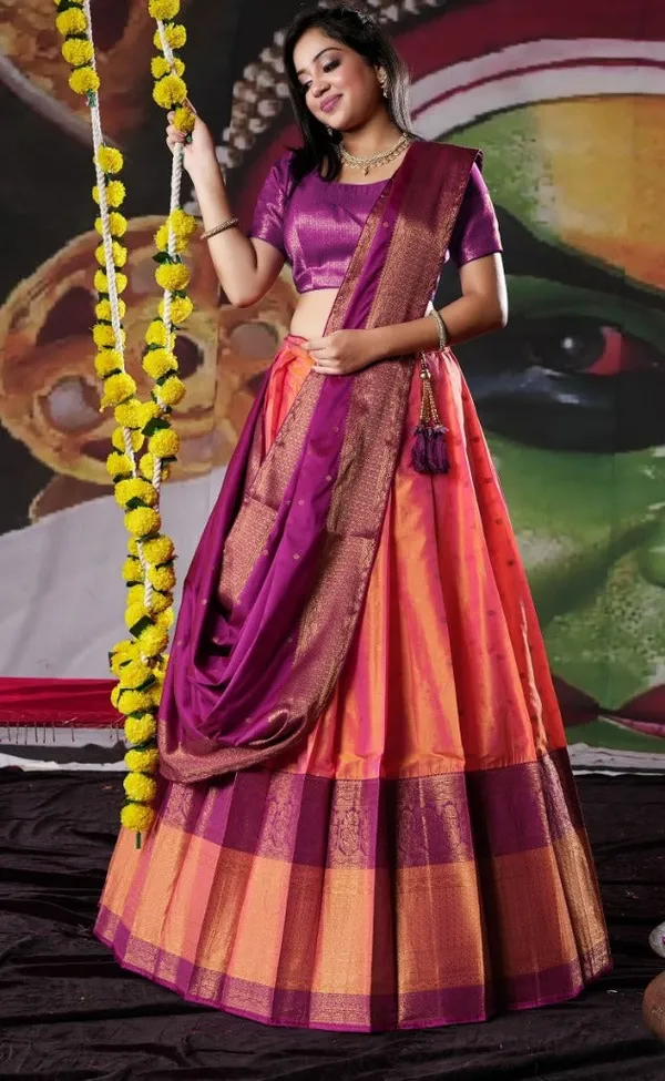 New_Semi_Stitiched_Banarasi_Lehenga_Choli