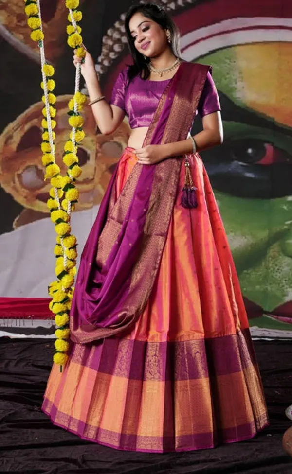 New_Semi_Stitiched_Banarasi_Lehenga_Choli