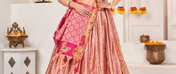 New_Semi_Stitiched_Banarasi_Lehenga_Choli