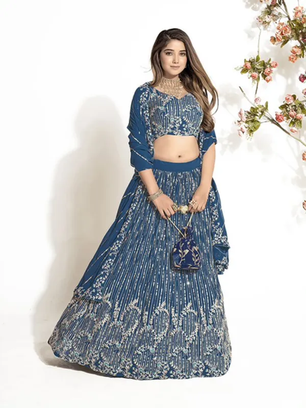 New_Semi_Stitiched_Georgette_Lehenga_Choli