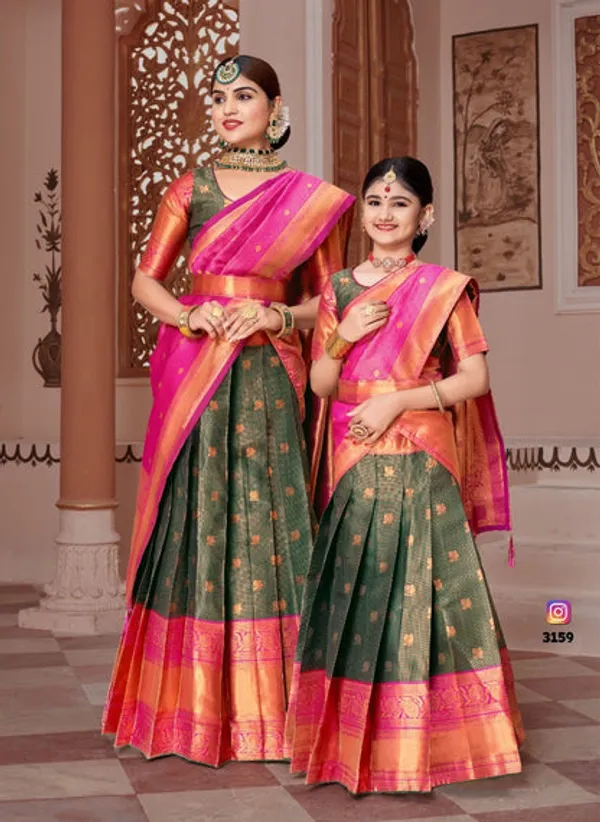 Readymade_Art_Silk_Lehenga_With_Silk_Duppatta_Mother_And_Daughter