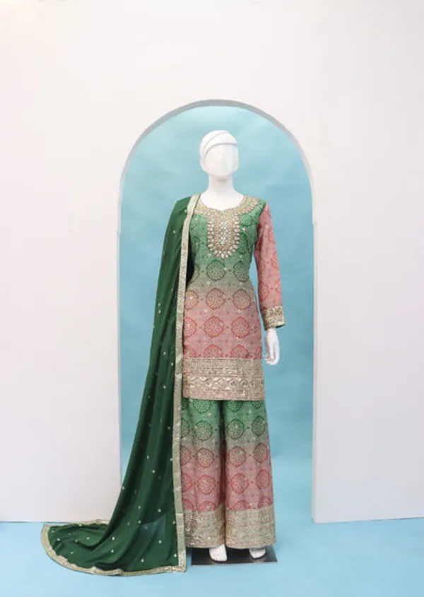 Latest_Semi_Stitched_Sharara_Suit_Top_Bottom_And_Duppatta