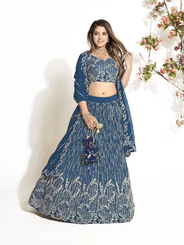 New_Semi_Stitiched_Georgette_Lehenga_Choli
