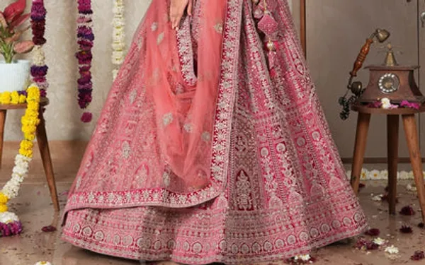 New_Semi_Stitiched_Velvet_Bridal_Lehenga_Choli