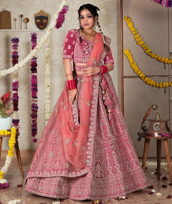 New_Semi_Stitiched_Velvet_Bridal_Lehenga_Choli