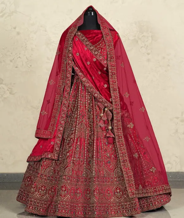 New_Semi_Stitiched_Velvet_Bridal_Lehenga_Choli
