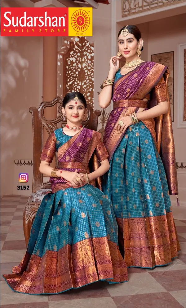 Readymade_Art_Silk_Lehenga_With_Silk_Duppatta_Mother_And_Daughter