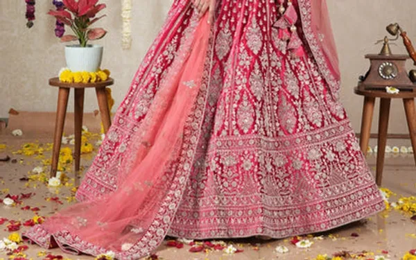 New_Semi_Stitiched_Velvet_Bridal_Lehenga_Choli