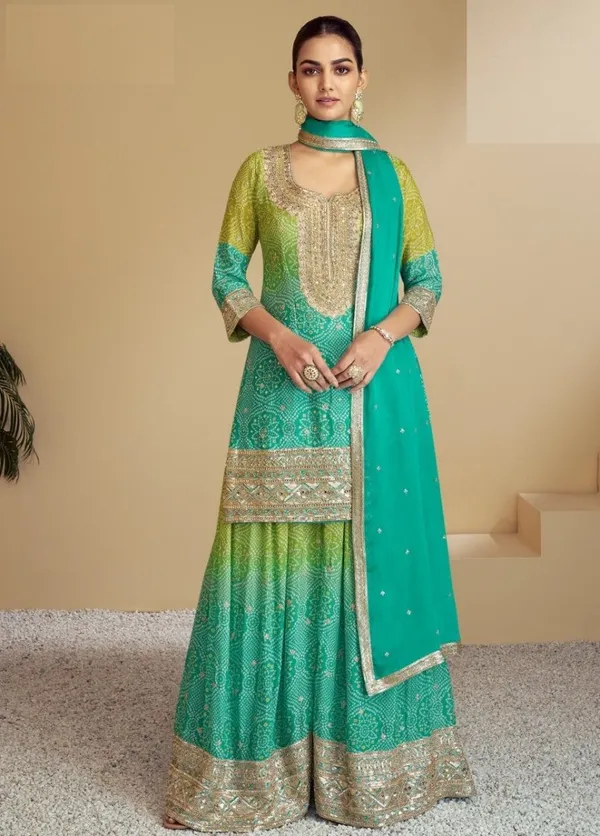 Latest_Semi_Stitched_Sharara_Suit_Top_Bottom_And_Duppatta