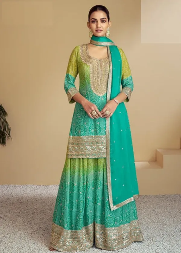 Latest_Semi_Stitched_Sharara_Suit_Top_Bottom_And_Duppatta