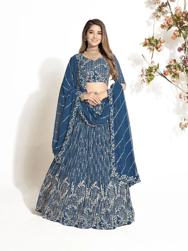 New_Semi_Stitiched_Georgette_Lehenga_Choli