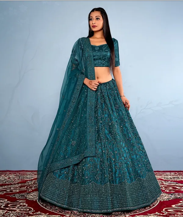 New_Semi_Stitiched_Netted_Lehenga_Choli