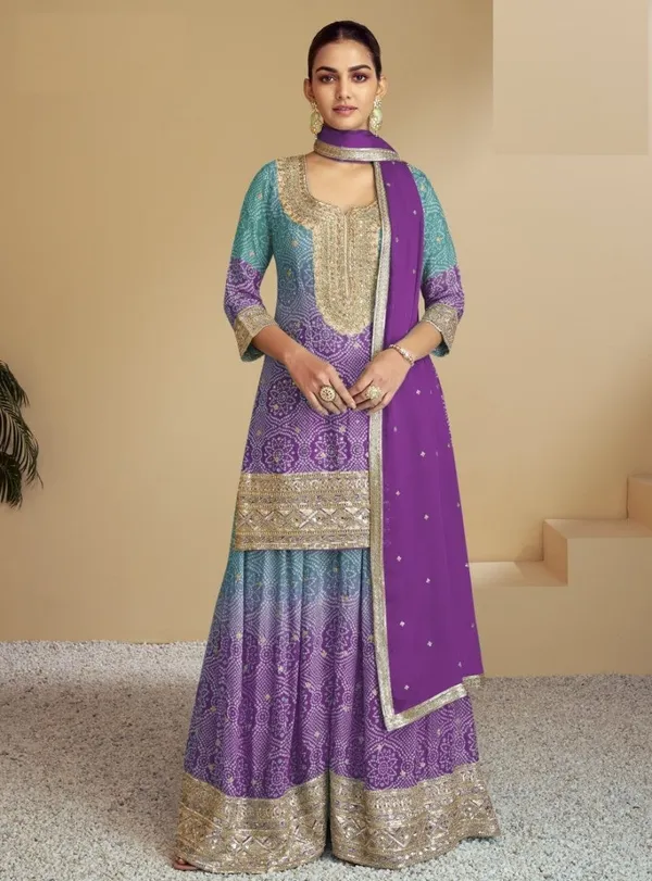 Latest_Semi_Stitched_Sharara_Suit_Top_Bottom_And_Duppatta