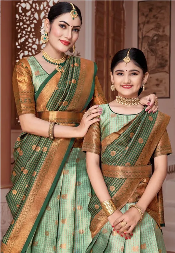 Readymade_Art_Silk_Lehenga_With_Silk_Duppatta_Mother_And_Daughter