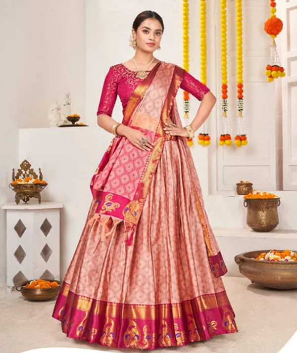 New_Semi_Stitiched_Banarasi_Lehenga_Choli