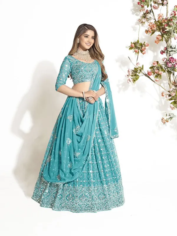 New_Semi_Stitiched_Georgette_Lehenga_Choli