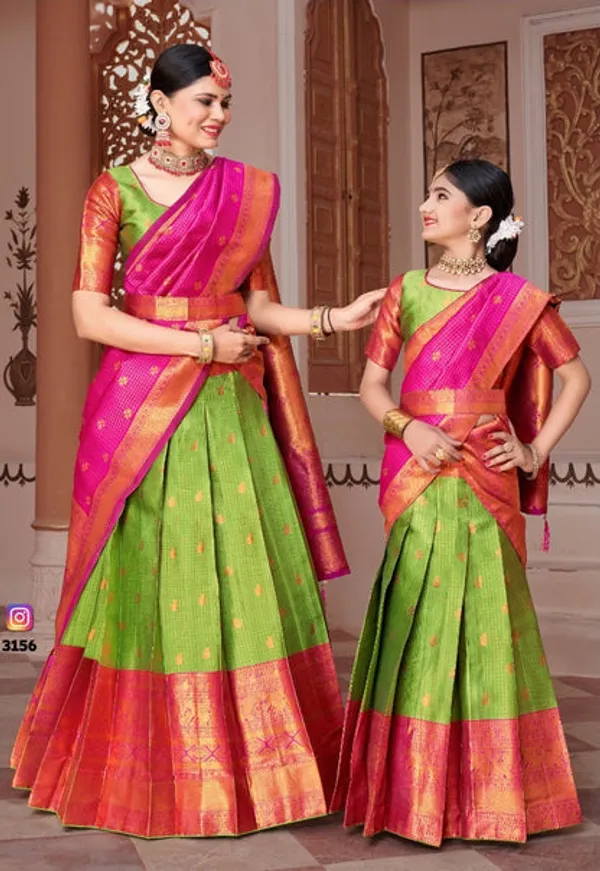Readymade_Art_Silk_Lehenga_With_Silk_Duppatta_Mother_And_Daughter