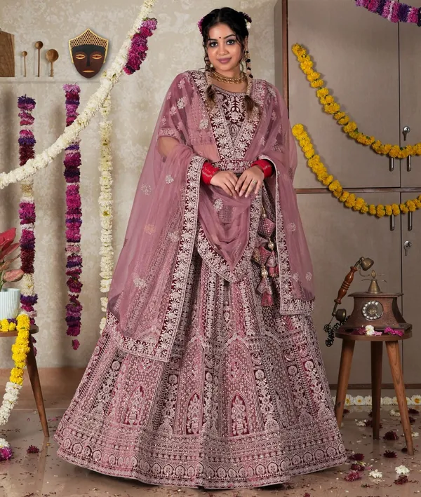 New_Semi_Stitiched_Velvet_Bridal_Lehenga_Choli