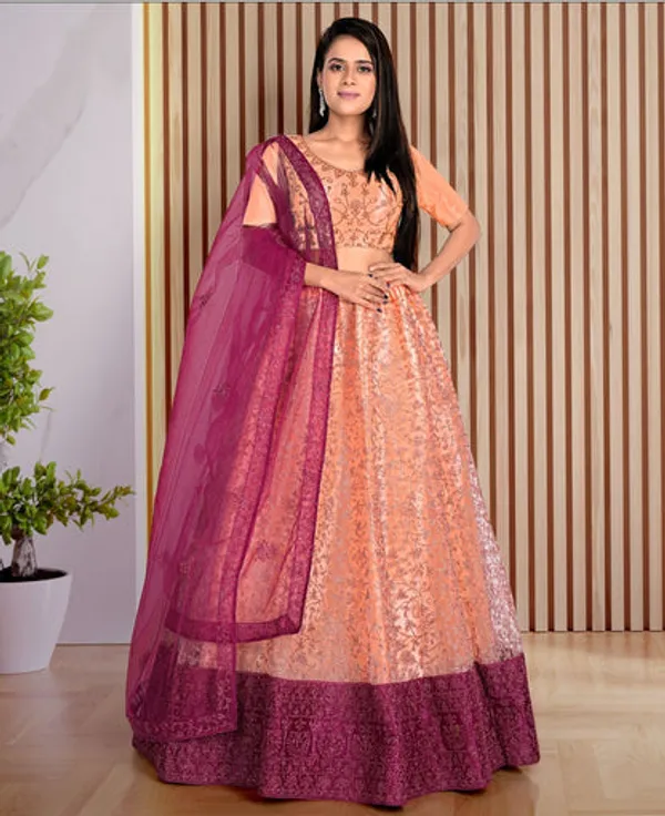 New_Wedding_And_Festival_Semi_Stitiched_Netted_Lehenga_Choli
