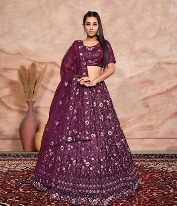 New_Semi_Stitiched_Netted_Lehenga_Choli